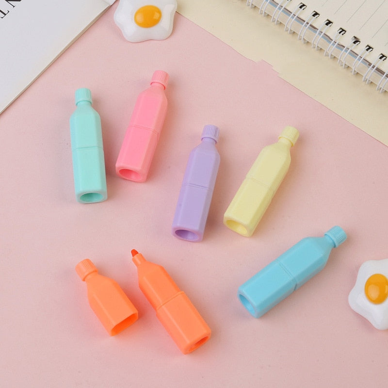 1 PCS Cute Mini Highlighter Lovely Cartoon Paint Marker Pen School Office Office Stationery Supply Capsule Vitamin Kawaii Funny