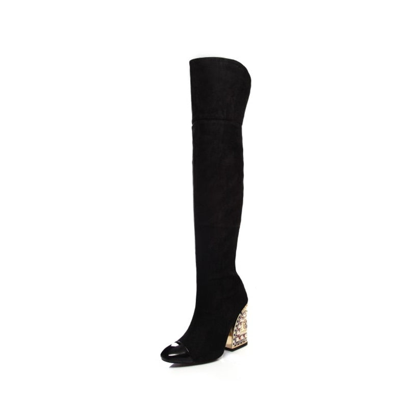 Pearl Heel Over-the-Knee Boots - Emete Store