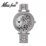 MISSFOX V227  Women Quartz Watch Fashion Bling Casual Ladies Watch Female Quartz Gold Watch Crystal Diamond Leopard For Women Clock - Emete store