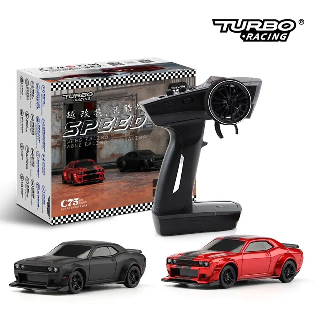 Turbo Racing 1:76 C75 Road Radio-Controlled Car Mini Full Scale Remote Control Car Toy RTR Suitable For Children And Adults