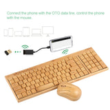 2.4G Wireless Bamboo PC Keyboard and Mouse Combo Combos Computer Keyboard Mice Office Handcrafted Natural Wooden Plug and Play - Emete store