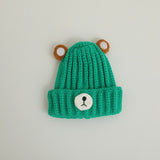 Autumn and winter children warm knitted hat cute bear candy color woolen hat Korean male and female baby warm hat trend