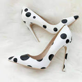 Polka Point High Heels 12CM Pointed Toe Stiletto Pumps Women's Shoes