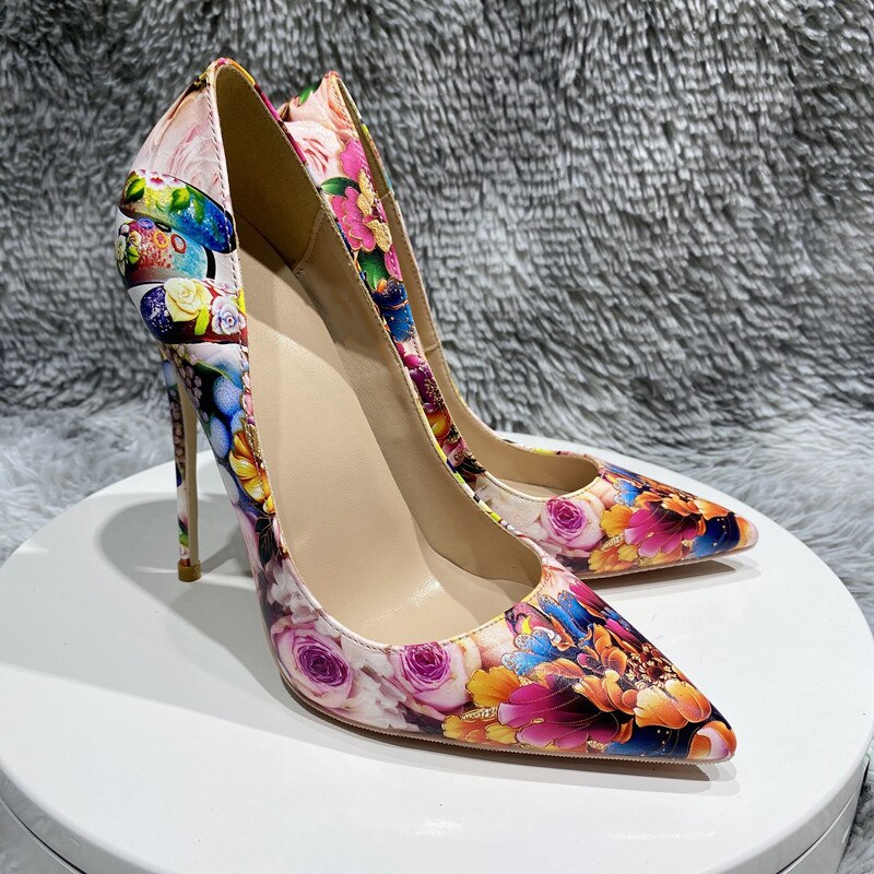 Floral Print Pointed Toe Stilettos eprolo