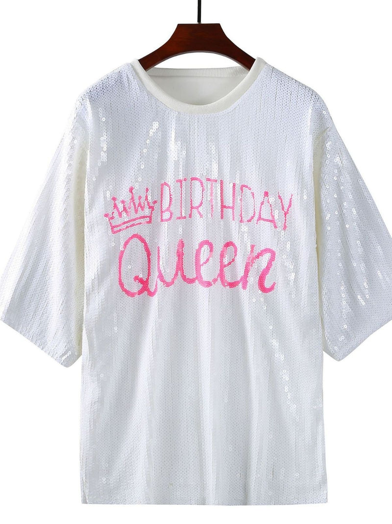 Letter sequin shirt Loose bead sequin shirt