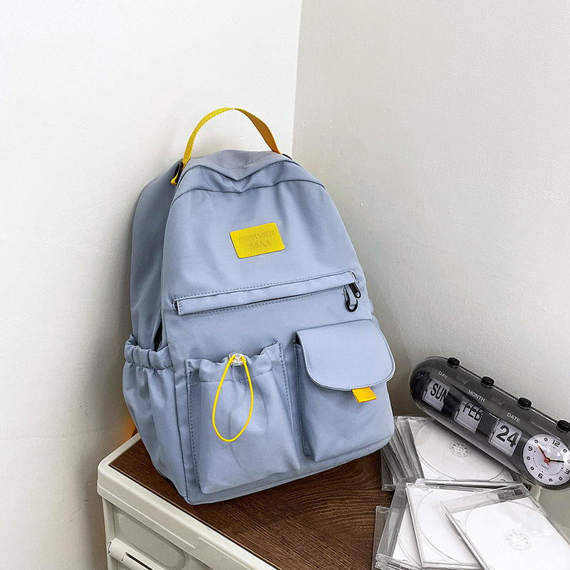 Canvas Schoolbag Girls Japanese Ins Junior High School Students Large Capacity Backpack Simple Trendy Casual Schoolbag