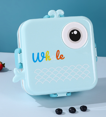 Cute cartoon microwaveable 304 stainless steel double-layer compartment sealed lunch box