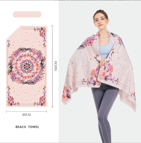 Double sided velvet microfiber beach towel absorbent and quick drying bath towel can be customized pattern - Emete store