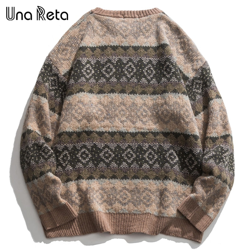 Una Reta Geometry Men's Sweater New Autumn Winter Hip Hop Sweater Men Streetwear Print Pullover Tops Harajuku Couple Sweater - Emete Store