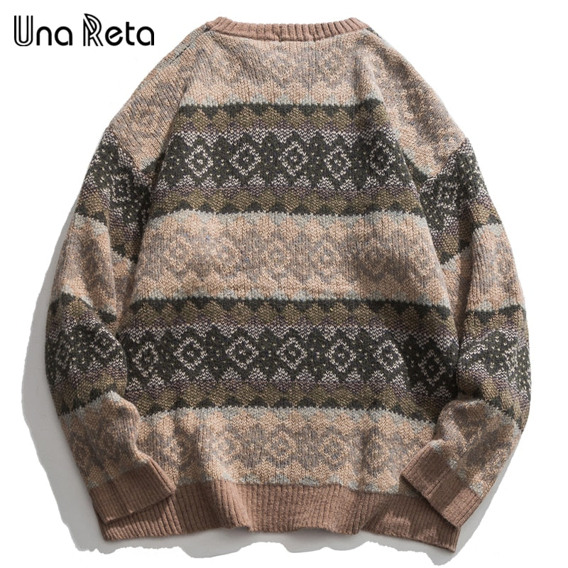 Una Reta Geometry Men's Sweater New Autumn Winter Hip Hop Sweater Men Streetwear Print Pullover Tops Harajuku Couple Sweater