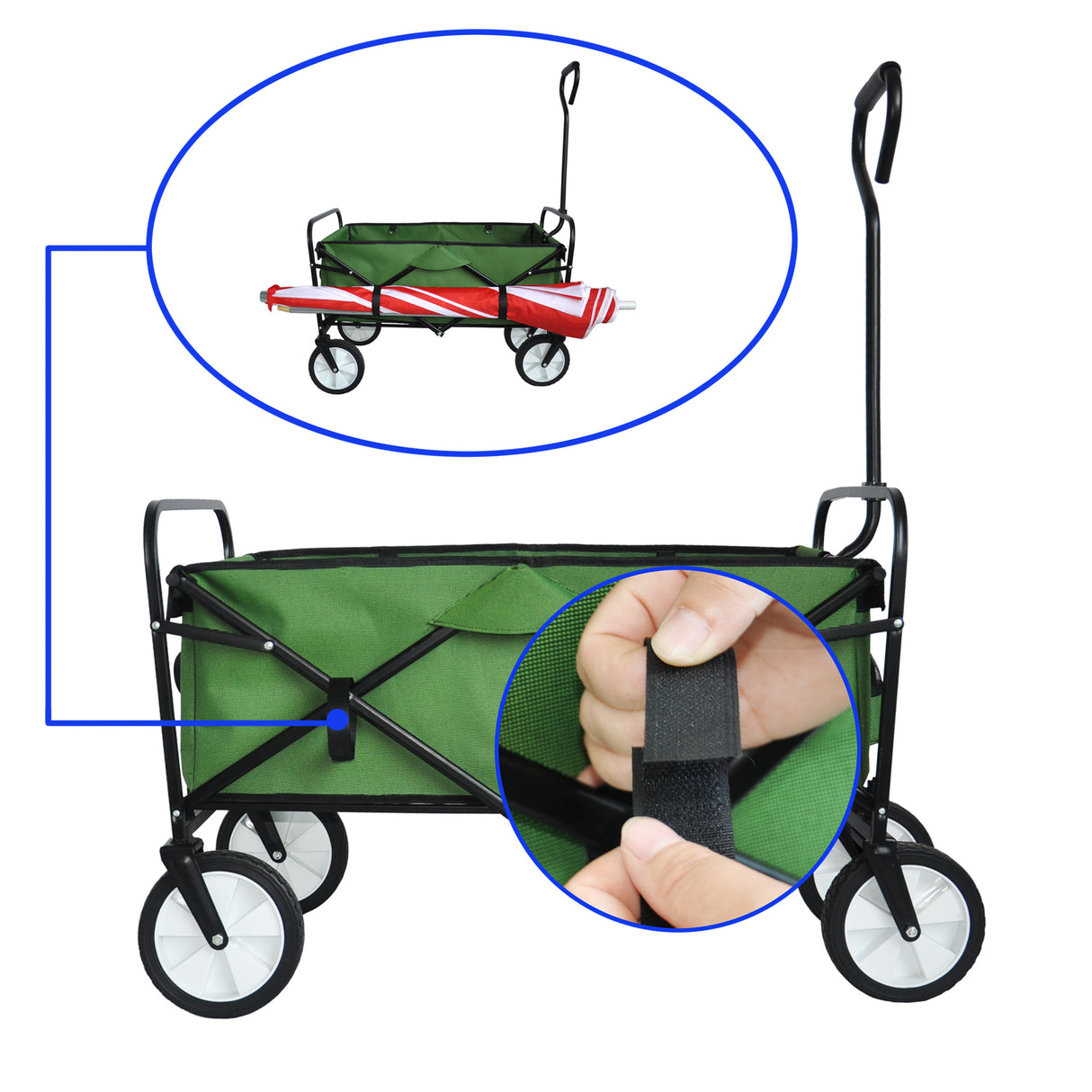 Folding Wagon Garden Shopping Beach Cart (Green)