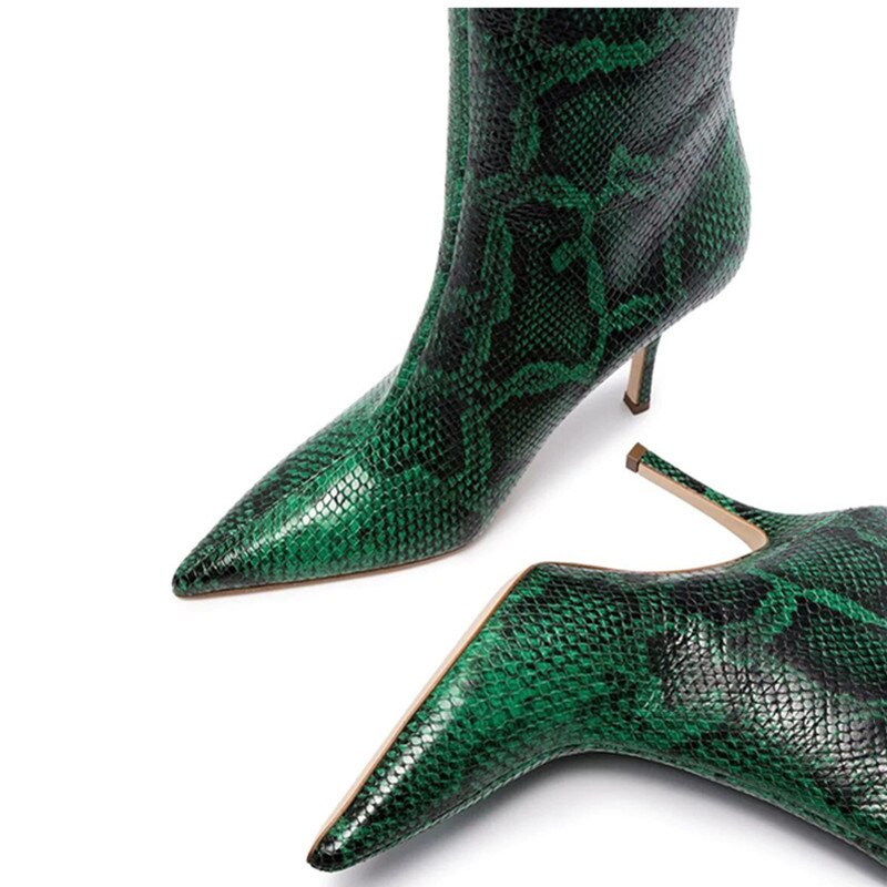 Pointed Stiletto Knee-High Serpentine Boots eprolo