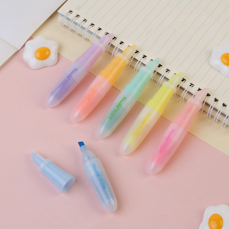 1 PCS Cute Mini Highlighter Lovely Cartoon Paint Marker Pen School Office Office Stationery Supply Capsule Vitamin Kawaii Funny