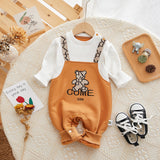 Baby Clothes Autumn New Baby Boy Clothes Bear Fake Two-Piece Long-Sleeved Baby Boy Romper Baby Onesie