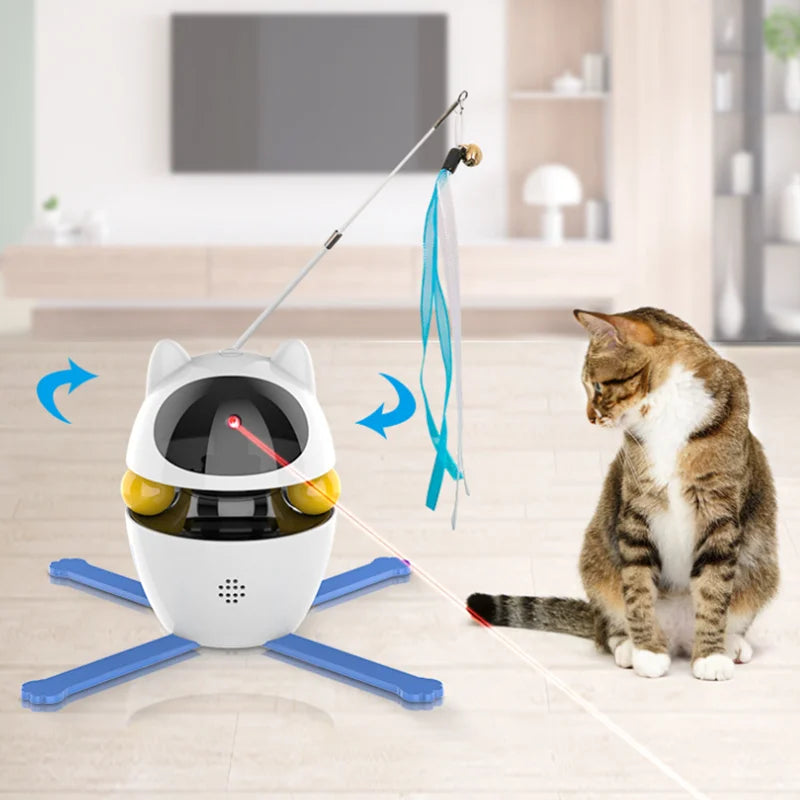 Chasing Exercising Laser Toy USB Rechargeable 4-in-1 Cat Toys Indoor Electric Interactive Toys with Ball  Pet cat Teasing cats - Emete store