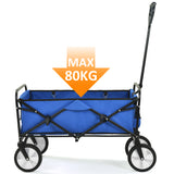 Folding Wagon Garden Shopping Beach Cart   (Blue)