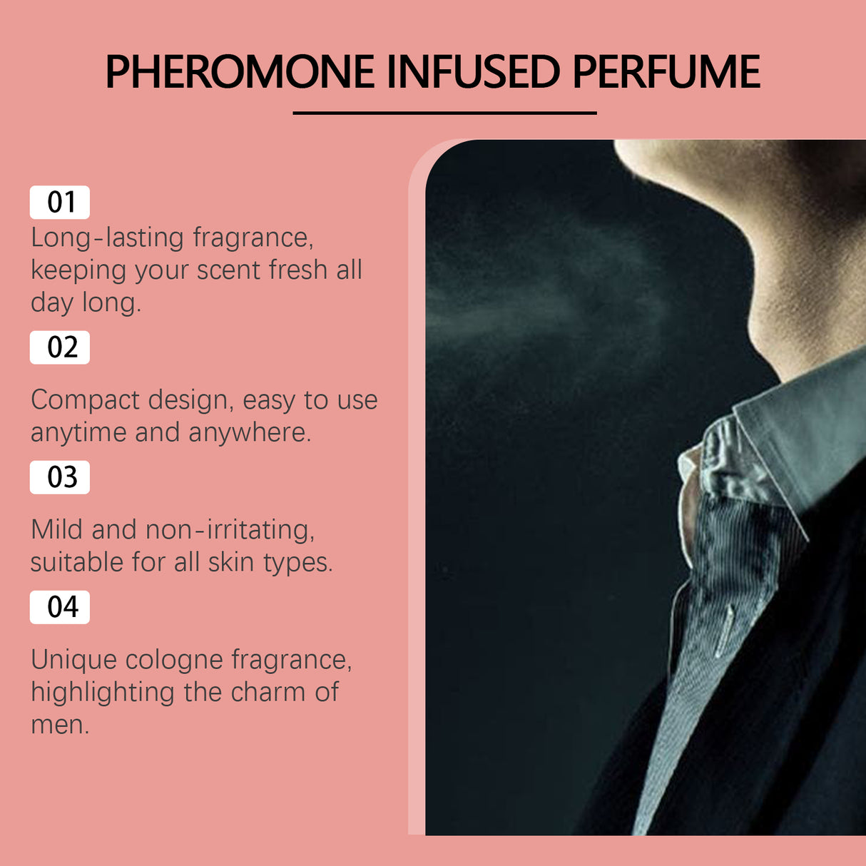 Roxelis Pheromone Infused Perfume, Men's Perfume Long Lasting Cologne Jasmine Perfume Natural Fresh Charm Leave Fragrance - Emete store