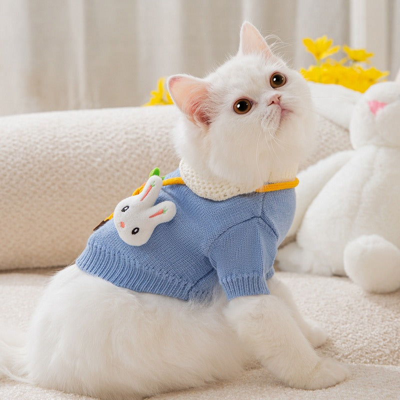 New Cute Cat Clothes Hair proof Autumn Puppet Kitten English Short Blue Cat Pet Autumn Winter Cat Sweater - Emete Store