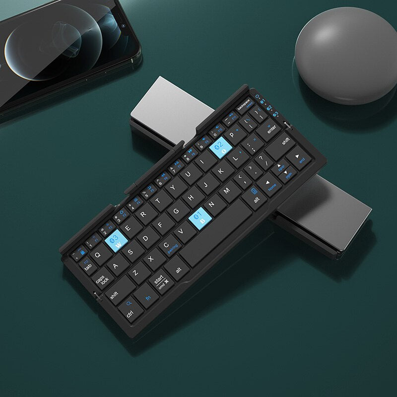Mini Folding Keyboard Wireless Bluetooth-compatible Keyboard Foldable Keypad For Laptop Windows Android Tablet ipad Phone - Emete store