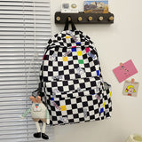 Japanese Checkerboard Backpack Girl Schoolbag Small Fresh College Style Simple High School Student Rucksack