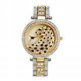 MISSFOX V227  Women Quartz Watch Fashion Bling Casual Ladies Watch Female Quartz Gold Watch Crystal Diamond Leopard For Women Clock - Emete store