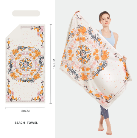 Double sided velvet microfiber beach towel absorbent and quick drying bath towel can be customized pattern - Emete store