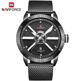 NAVIFORCE Mens Watches Top Brand Luxury Sport Watch Mesh Steel Date Week Waterproof Quartz Watch for Men Clock Relogio Masculino - Emete store