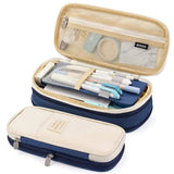 Large capacity canvas pencil case color matching retractable pencil case for primary and secondary school students