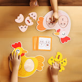 Wooden early education two person battle facial expressions building blocks logical thinking focus parent-child board game