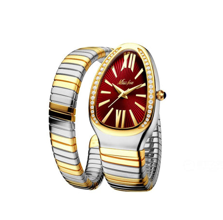 MISSFOX 1221 Women's Watches Snake Shape Luxury Wrist Watch For Women Steel Unique Gold Quartz Ladies Watch Clock Relogio Feminino - Emete store