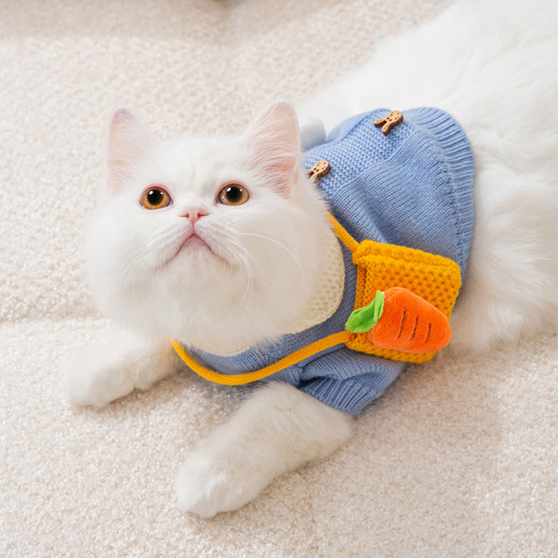 New Cute Cat Clothes Hair proof Autumn Puppet Kitten English Short Blue Cat Pet Autumn Winter Cat Sweater - Emete Store