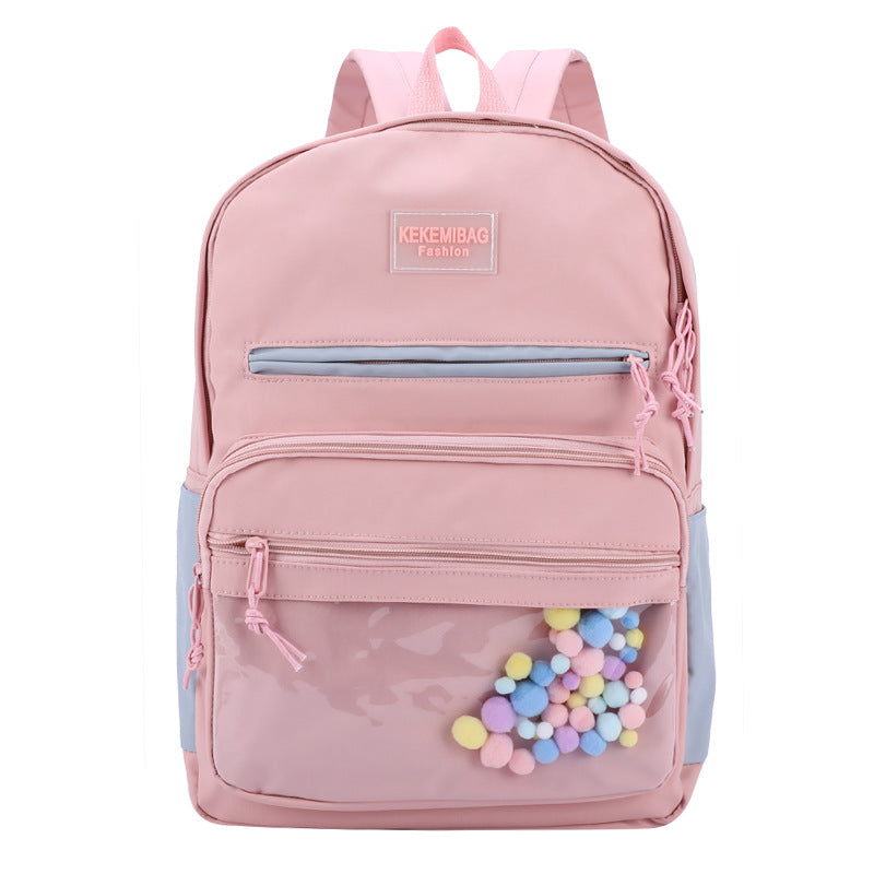 New ins style backpack canvas high school student schoolbag female small fresh contrast color junior high school student backpack