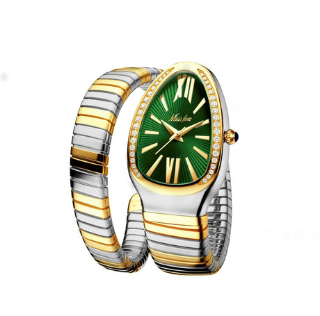 MISSFOX 1221 Women's Watches Snake Shape Luxury Wrist Watch For Women Steel Unique Gold Quartz Ladies Watch Clock Relogio Feminino - Emete store