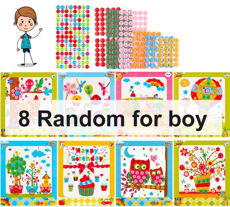 8Pcs Kids DIY Button Stickers Drawing Toys