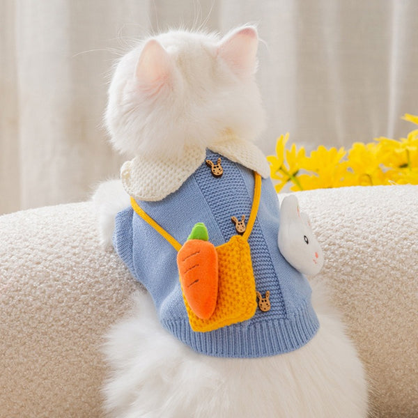 New Cute Cat Clothes Hair proof Autumn Puppet Kitten English Short Blue Cat Pet Autumn Winter Cat Sweater - Emete Store