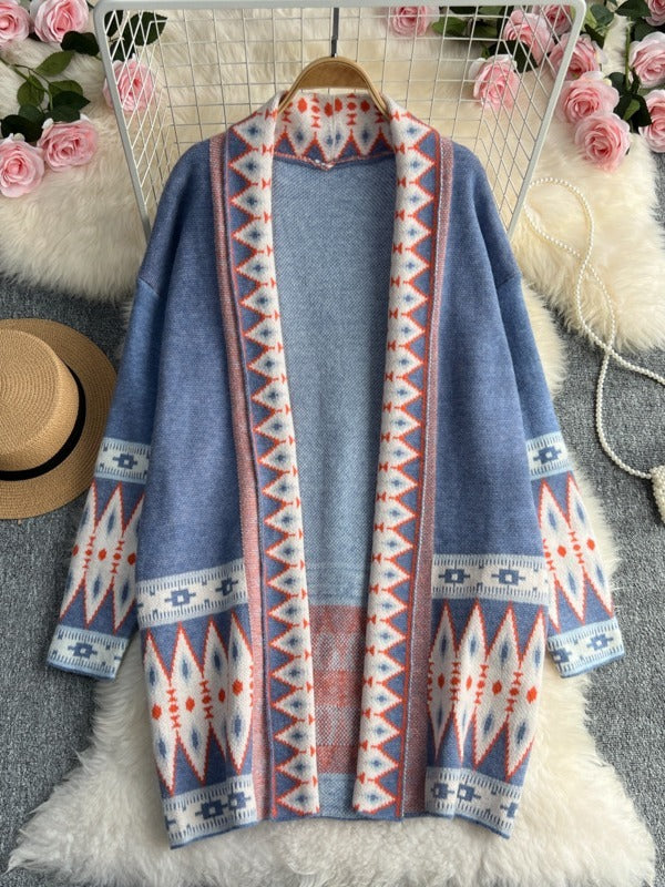 Loose Knitted Cardigan Coat Cloak Retro Style Korean Fashion Knitted Cardigan - Emete Store