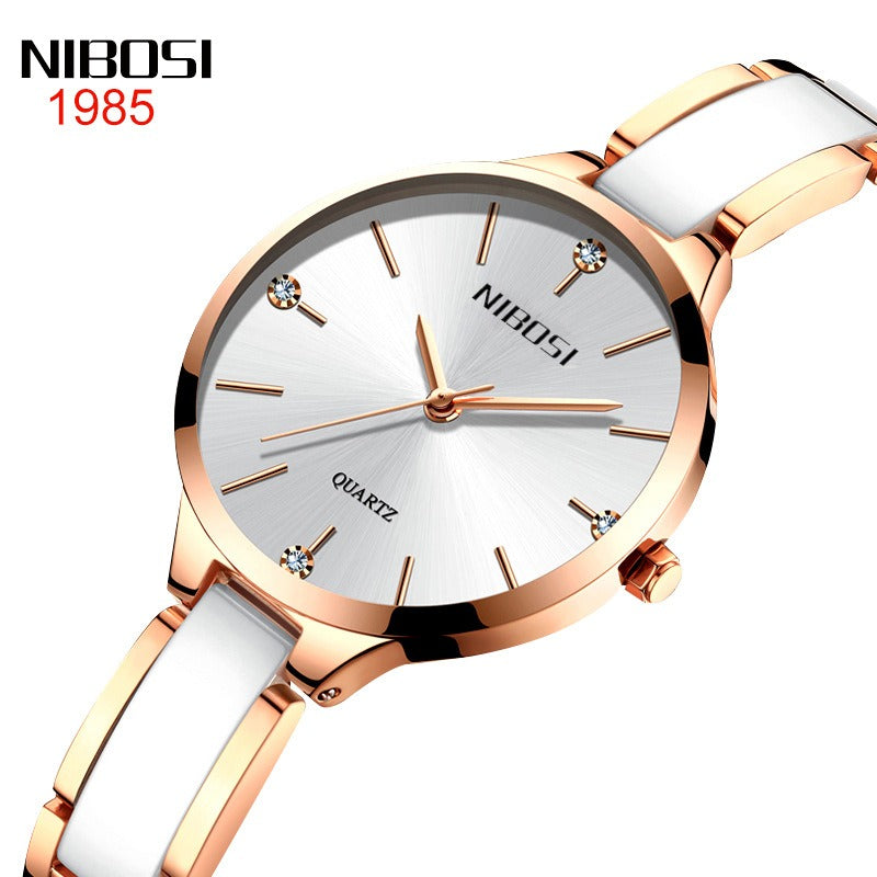 NIBOSI Luxury Ceramic Bracelet Watches Ladies Creative Quartz Watch For Women Female Clock Relogio Feminino Montre Femme 2330 - Emete store