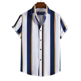 Summer men's striped short sleeved shirt Hawaiian shirt for men