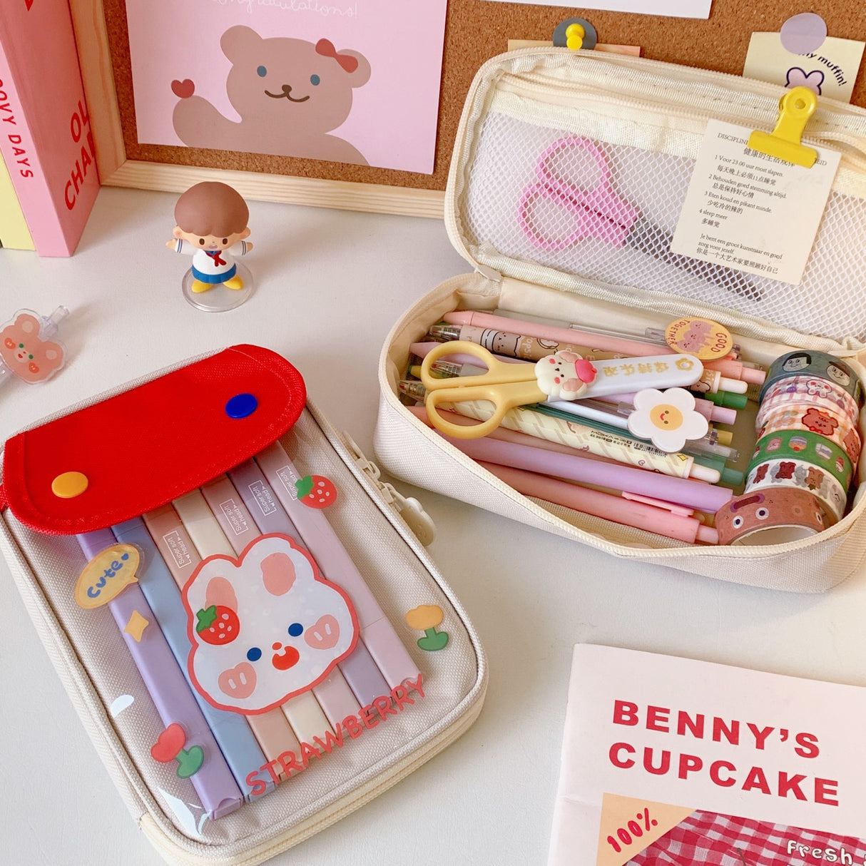 Japanese Pencil Case Large-Capacity Junior High School Girl Ins Wind Multi-Functional Primary School Students Cute High-Value Stationery Pencil Case