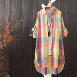 Sunscreen shirt women's medium length plaid shirt women's casual coat - Emete Store