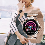 H1 Women Fashion Smart Watch Blood Pressure Heart Rate Monitor Fitness Tracker Bracelet Smartwatch Diamond Flower Color Screen - Emete store