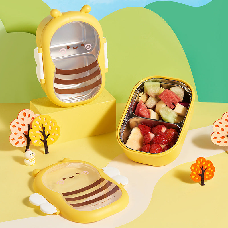 Food grade cute little bee stainless steel insulation compartment lunch box bento lunch box