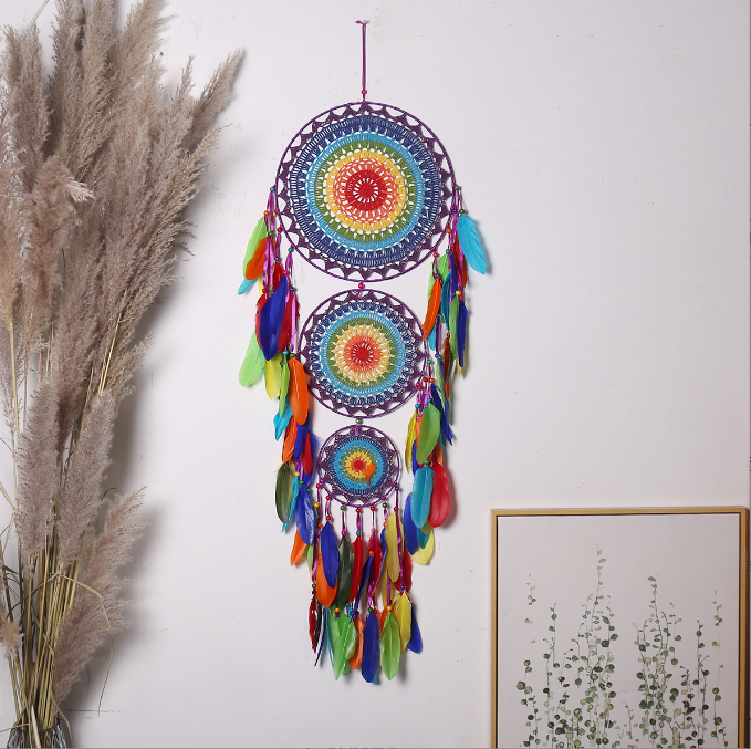 Indian Style Creative Three Ring Dream Catcher Home Decoration Hanger Dream Catcher Festival Decoration Hanger Wall Hanger