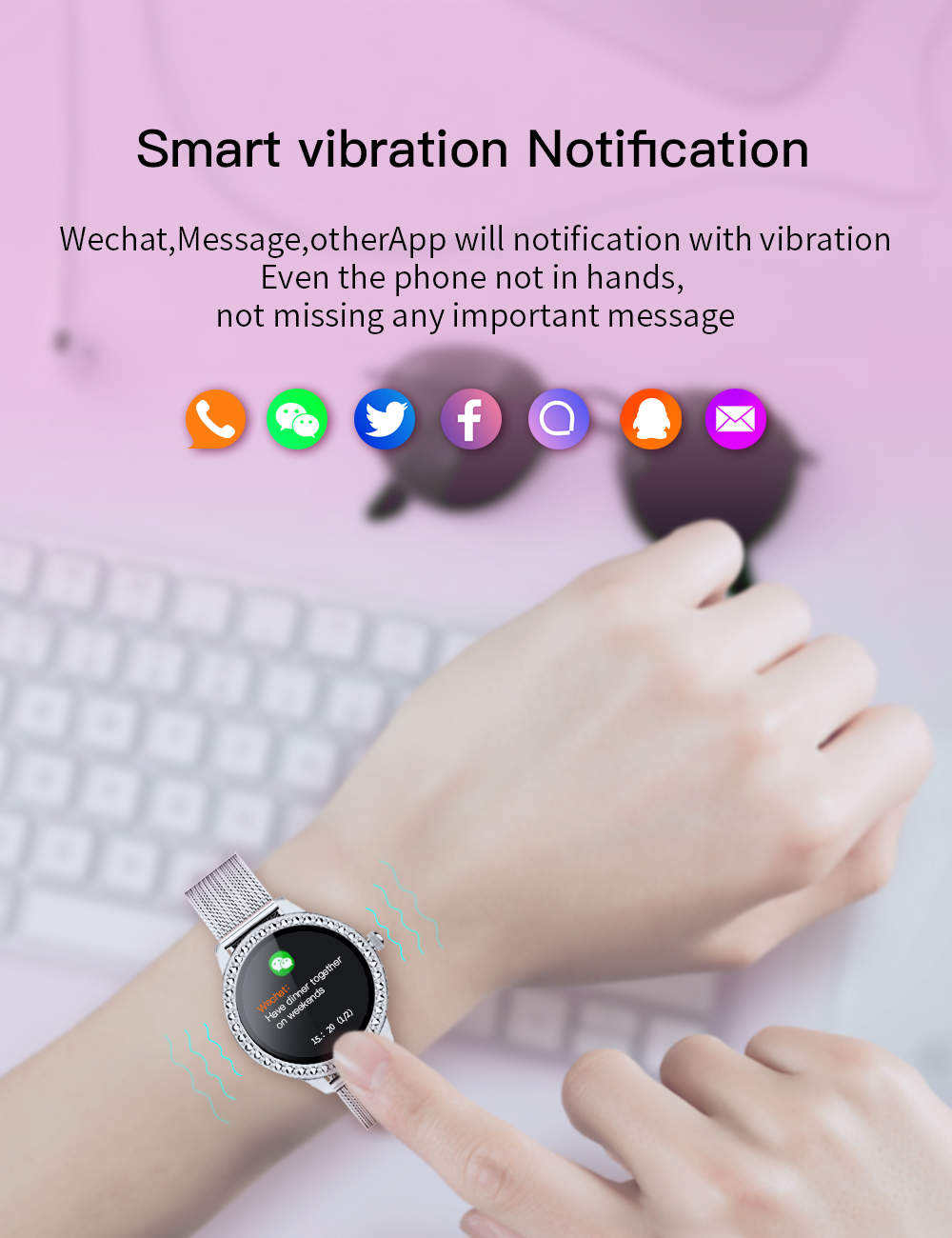 SN91 Smart Watch Full Circle Female Physiological Blood Pressure Monitoring Sports Waterproof Bluetooth Bracelet - Emete store
