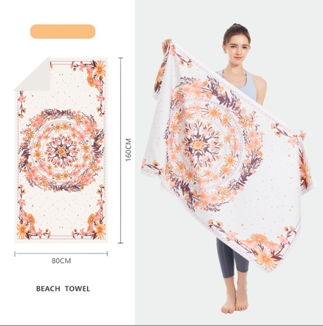 Double sided velvet microfiber beach towel absorbent and quick drying bath towel can be customized pattern - Emete store