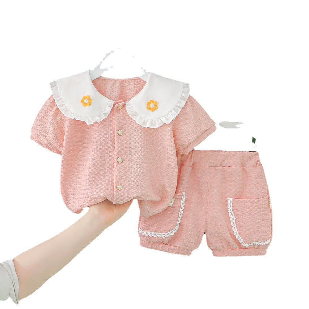 New Fashionable Children's Clothing Girl Summer Korean Version Princess Suit Baby Girl Summer Two-Piece Suit