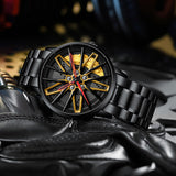 New Top Brand Luxury Mens Watches Stainless Steel Car Wheel Hub Quartz Watch For Men Military Sport Watch Relogio Masculino - Emete store