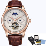 LIGE Brand Men Watches Automatic Mechanical Watch Tourbillon Sport Clock Leather Casual Business Retro Wristwatch Relojes Hombre - Emete store