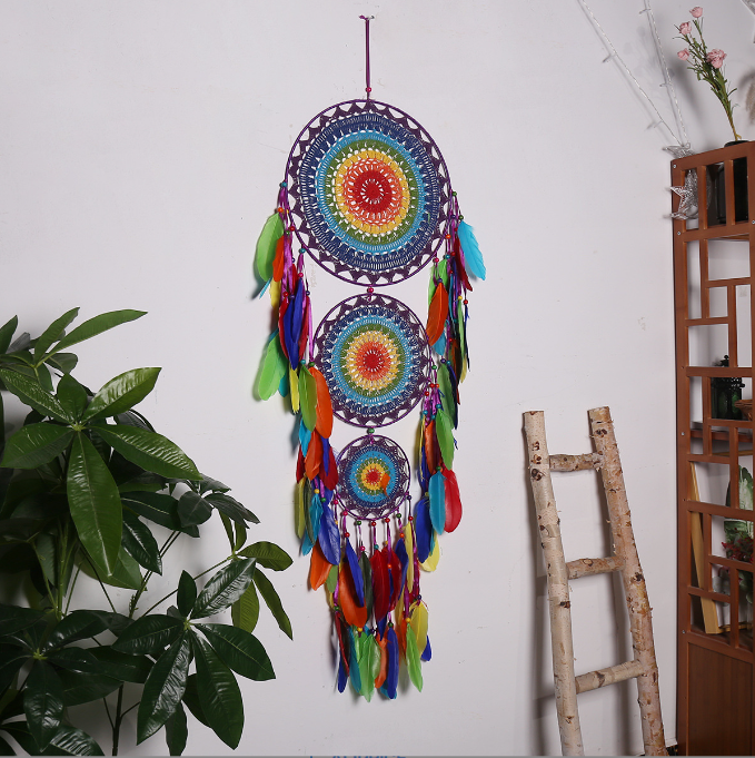 Indian Style Creative Three Ring Dream Catcher Home Decoration Hanger Dream Catcher Festival Decoration Hanger Wall Hanger