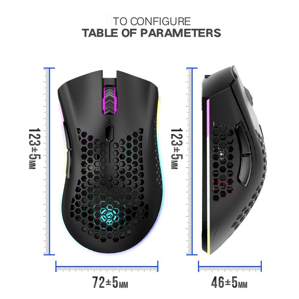 2.4GHz Wireless Gaming Mouse 7 Button 1600 DPI Adjustable RGB Backlit Rechargeable Mouse - Emete Store